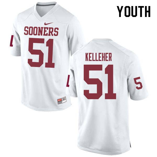 Youth #51 Kasey Kelleher Oklahoma Sooners College Football Jerseys Sale-White - Click Image to Close